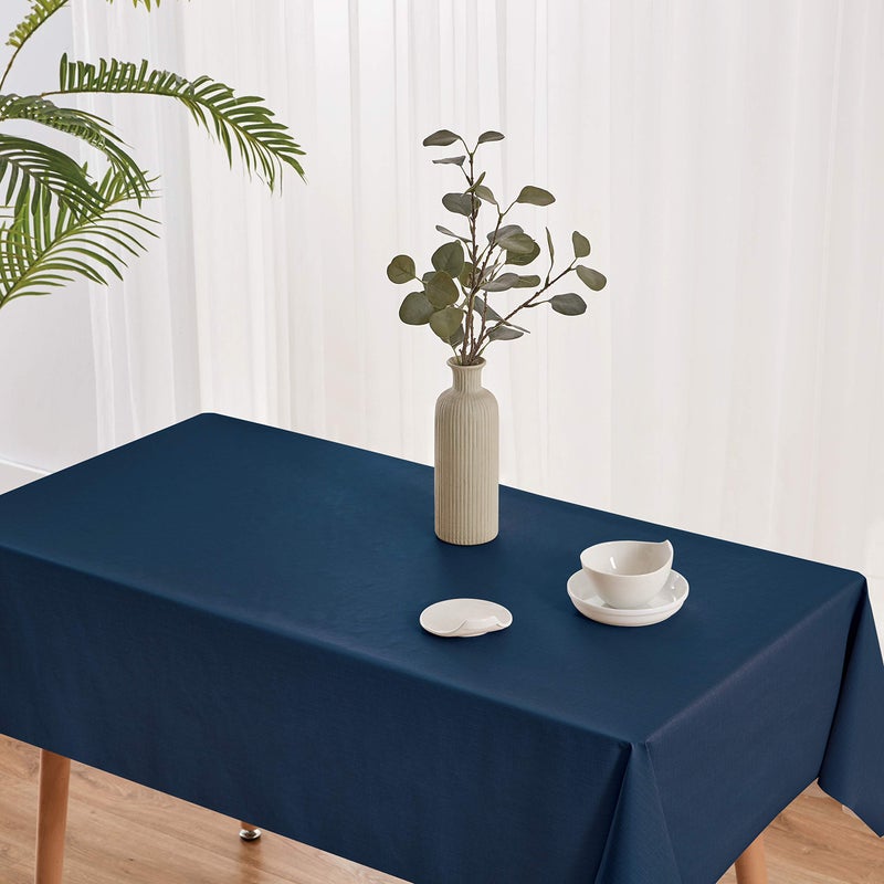 NLMUVW Navy Blue Square Vinyl Tablecloth, Heavy Duty PVC Table Cloth Waterproof Wipe Clean Table Cover for Kitchen Dining Picnic, 54 x 54 Inch - Image 2